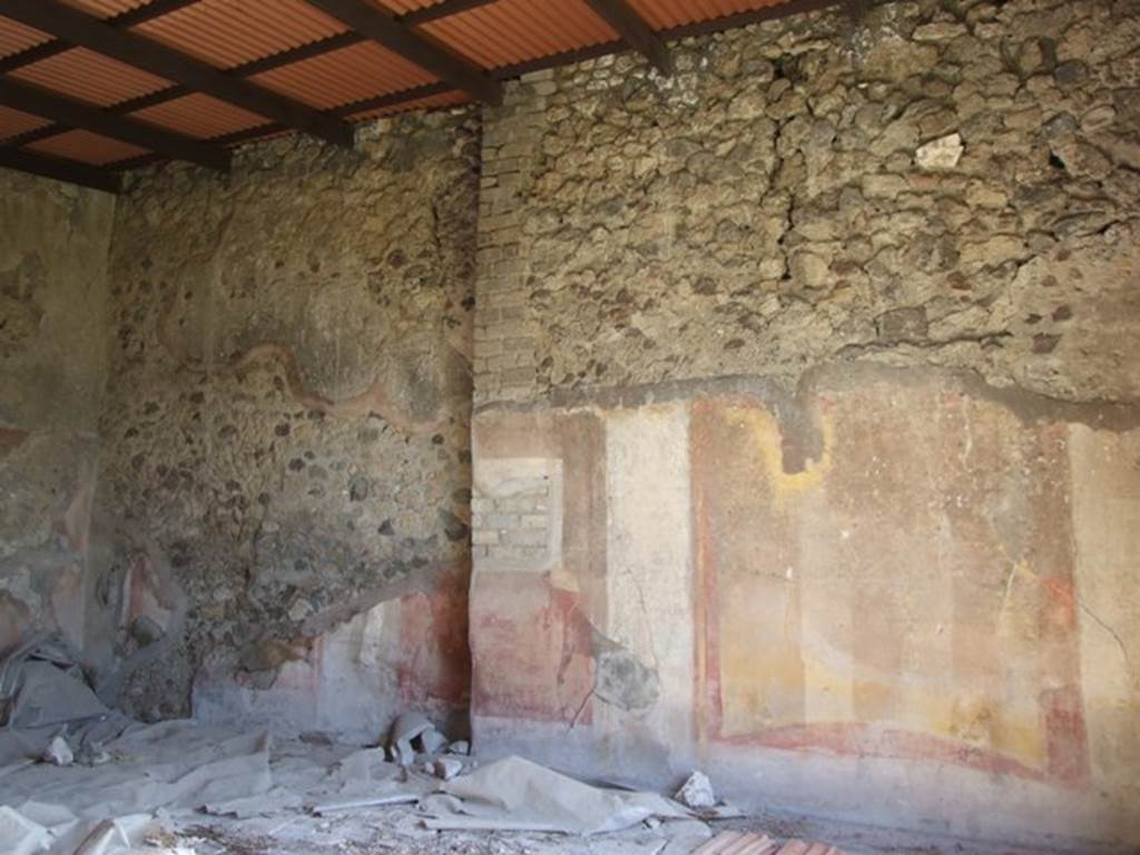 VII.2.16 Pompeii. March 2009. Room 3. Oecus. East wall.