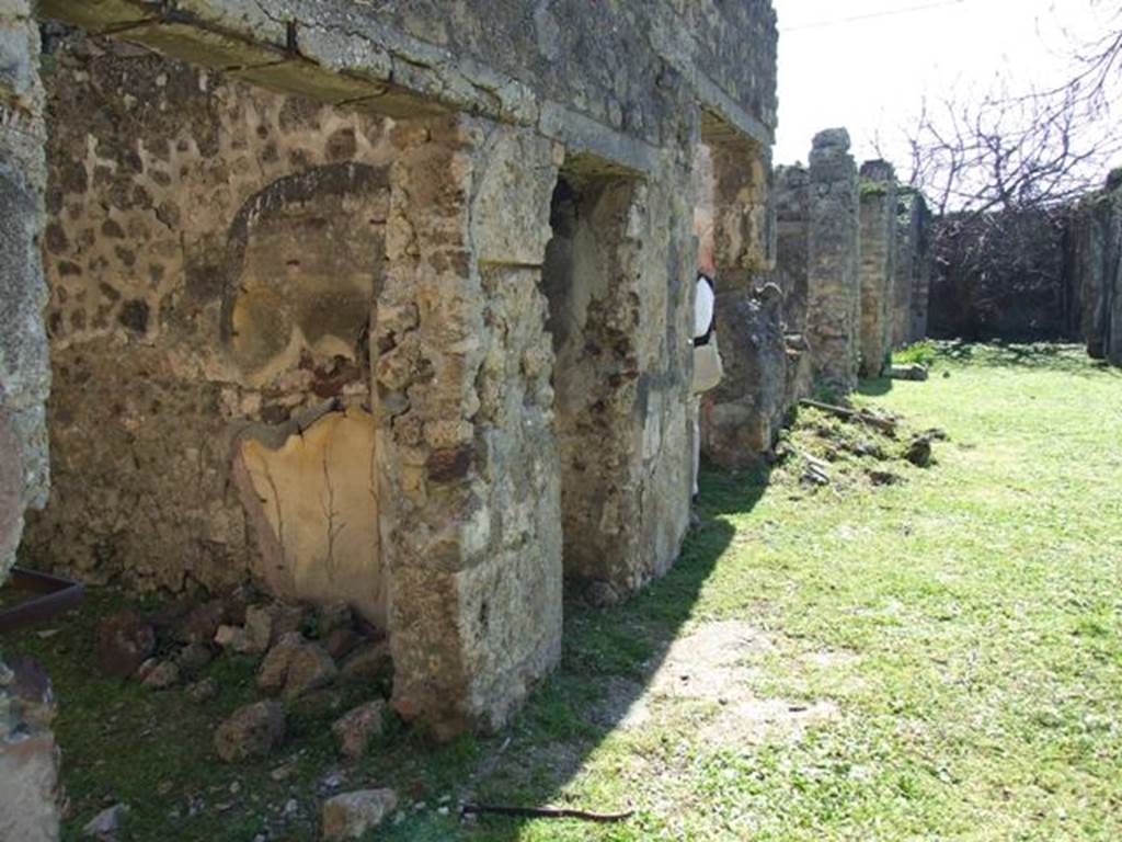 VII.2.16 Pompeii. March 2009. Looking south along East Portico of Peristyle Garden.
