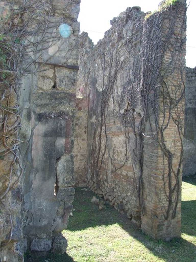 VII.2.20 Pompeii. March 2009. Doorway to Room 7, Oecus, in south east corner of Room 1. Looking south.