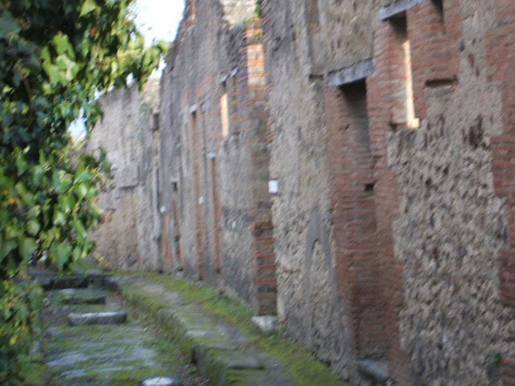 Pompeii. Vicolo del Panettiere showing front of houses VII.2.16/17/18/19/20/21.