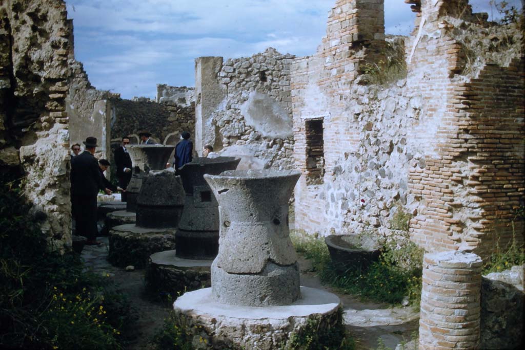 VII.2.22 Pompeii. November 1958. Looking west along north wall of bakery towards entrance.
Photo courtesy of Rick Bauer.