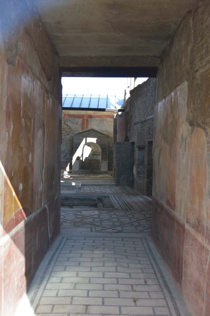 VII.2.45 Pompeii. October 2017. Looking north along entrance corridor with decorated walls.
Foto Taylor Lauritsen, ERC Grant 681269 DÉCOR.