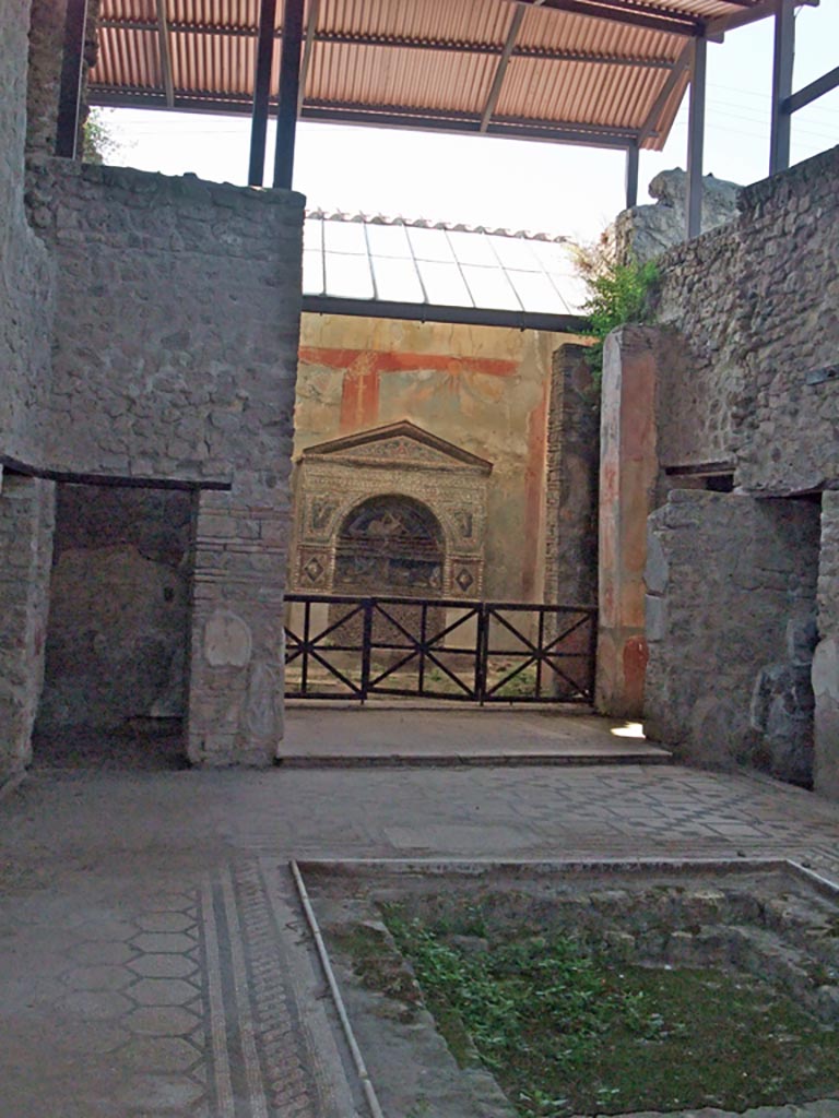 VII.2.45 Pompeii. July 2011.
Atrium, looking across impluvium to the tablinum. Photo courtesy of Deborah Sims.