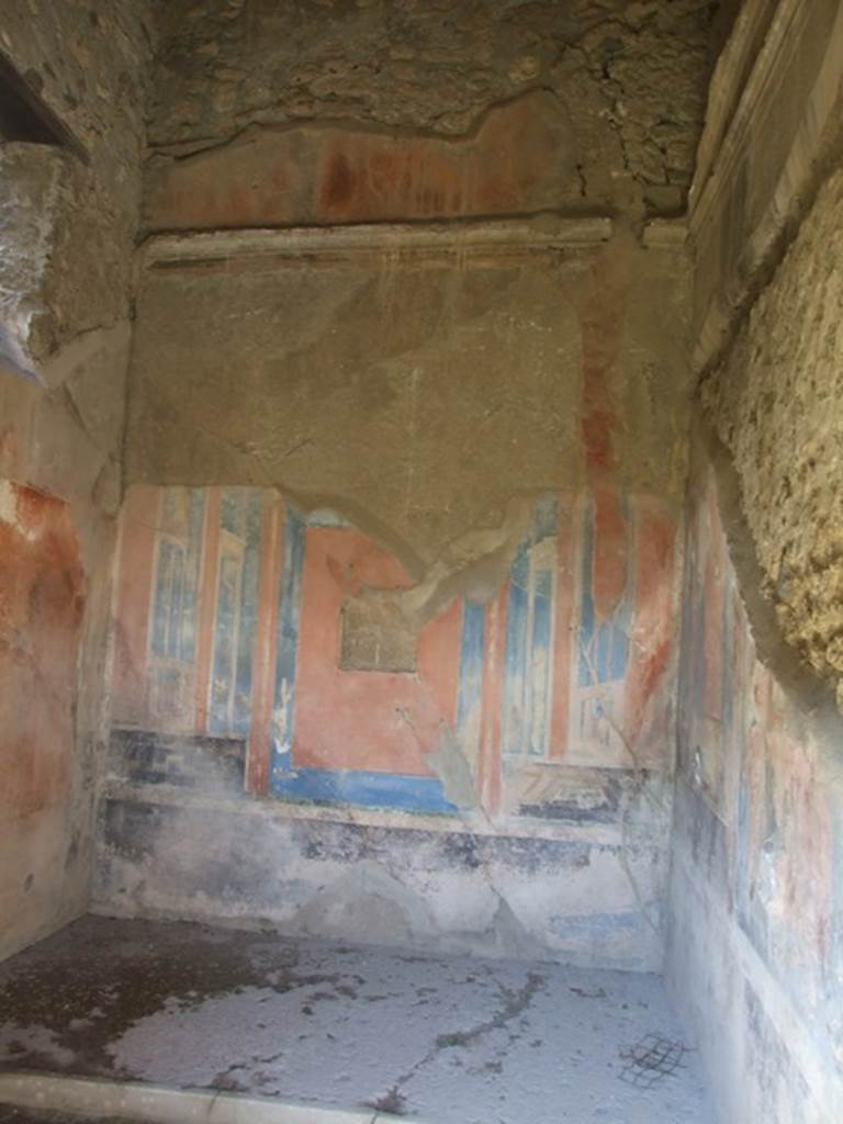 VII.3.29 Pompeii. March 2009. Room 10. Cubiculum. North wall. There were garden paintings on both ends in the black panel.