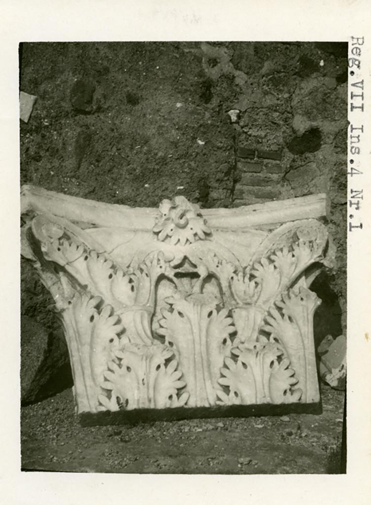 VII.4.1 Pompeii. Pre-1937-39. Detail.
Photo courtesy of American Academy in Rome, Photographic Archive. Warsher collection no. 199.