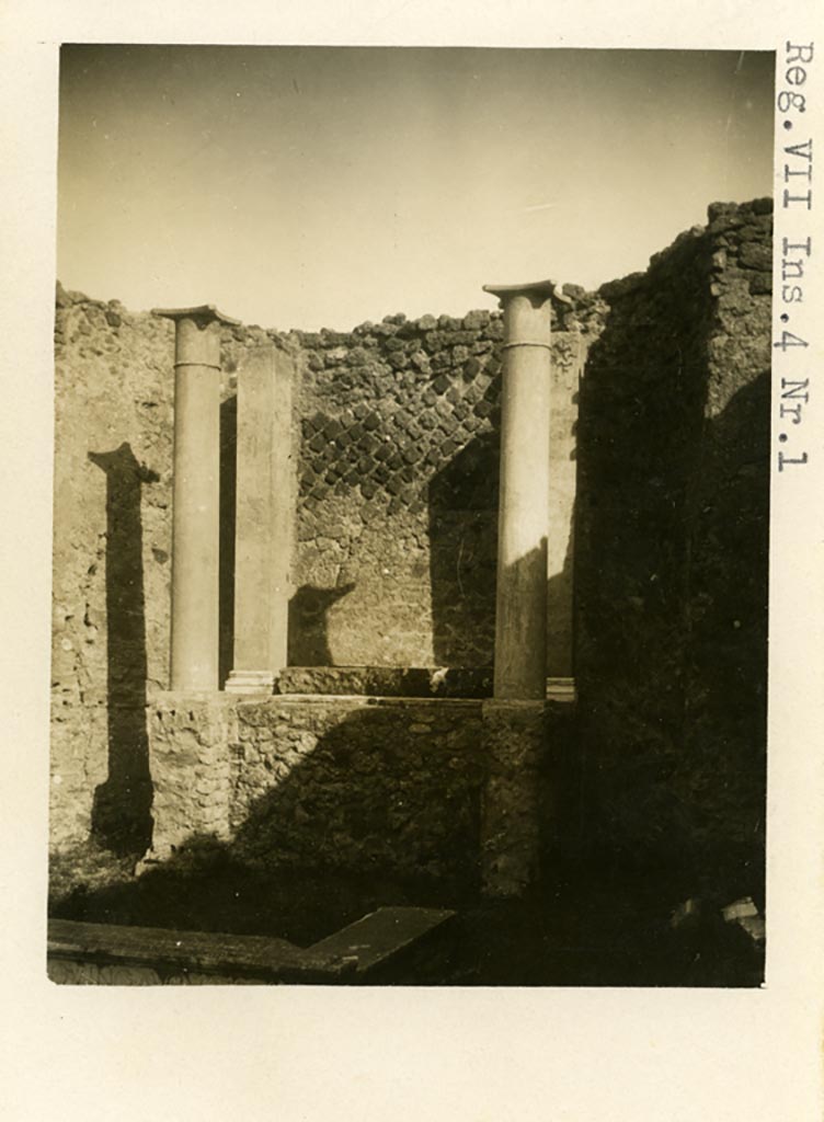 VII.4.1 Pompeii. Pre-1937-39. Looking towards east side of cella.
Photo courtesy of American Academy in Rome, Photographic Archive. Warsher collection no. 1168.