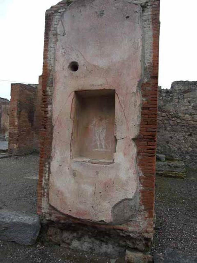VII.4.17 Pompeii. May 2010. Street shrine, on left pilaster.