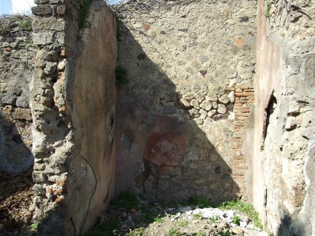 VII.4.29 Pompeii. March 2009. Small room or cupboard with painted plaster, on north side of courtyard or garden