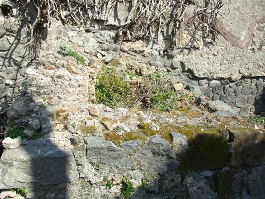 VII.4.29 Pompeii. March 2009.Remains on east side, possibly hearth or oven.