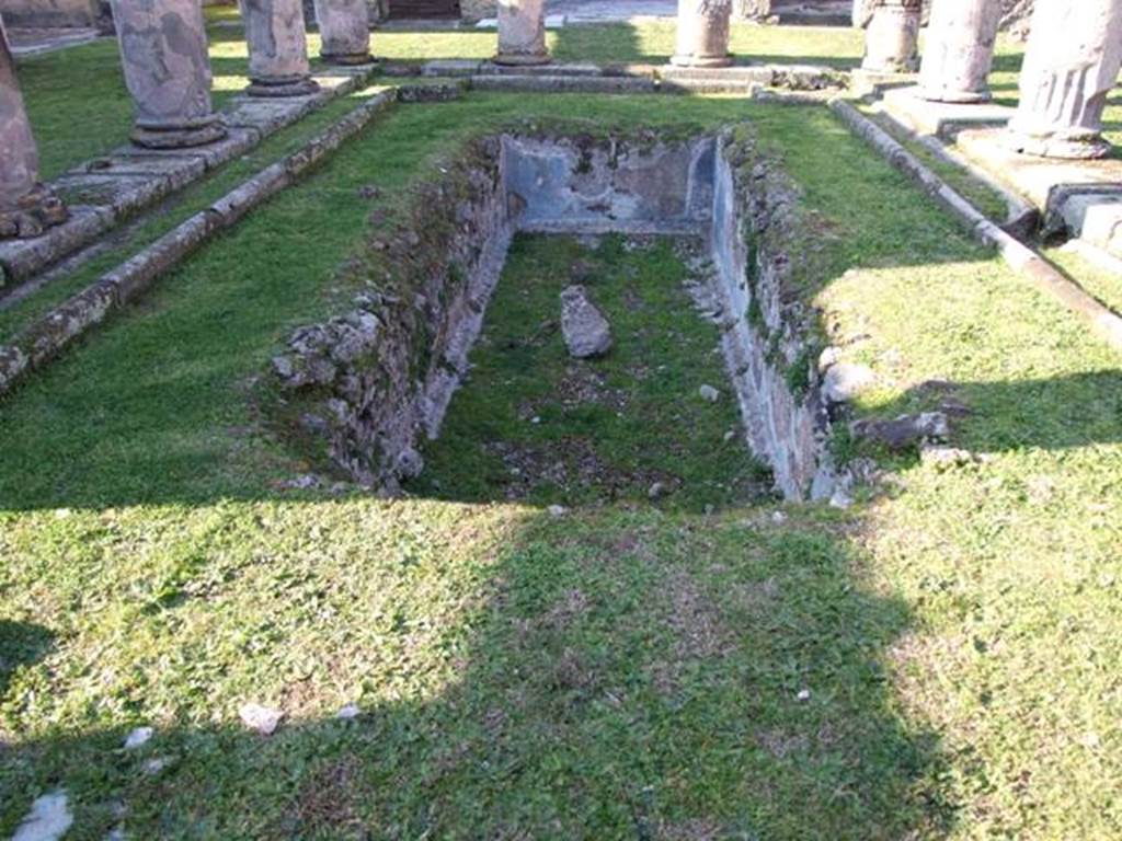 VII.4.31 Pompeii. March 2009. Fish pool in the centre of the Middle Peristyle. Looking north.