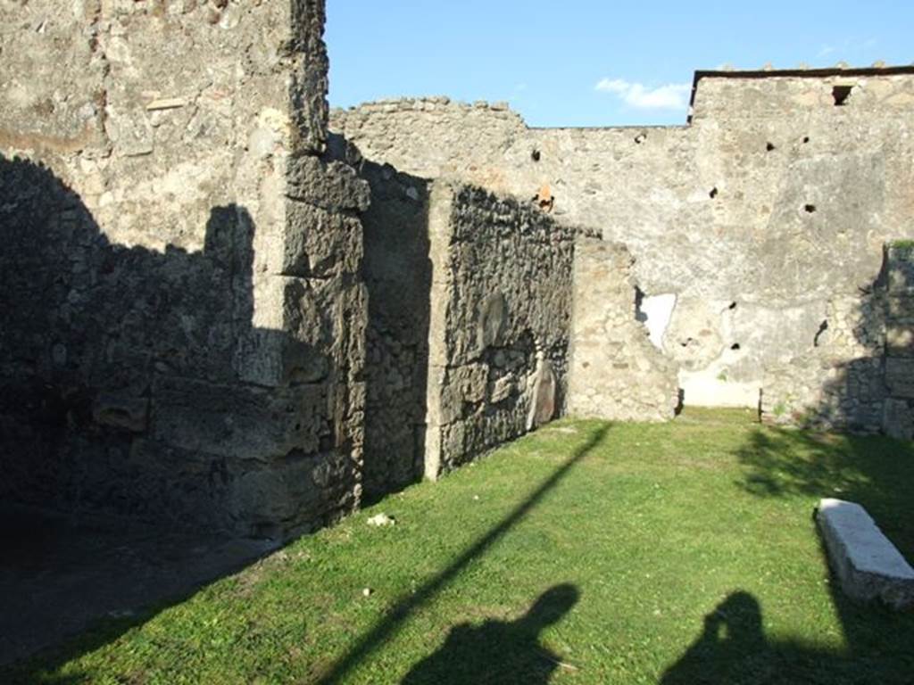 VII.4.31 Pompeii. March 2009. North Peristyle. North east corner, with blocked door to shop at VII.4.50 in north wall.