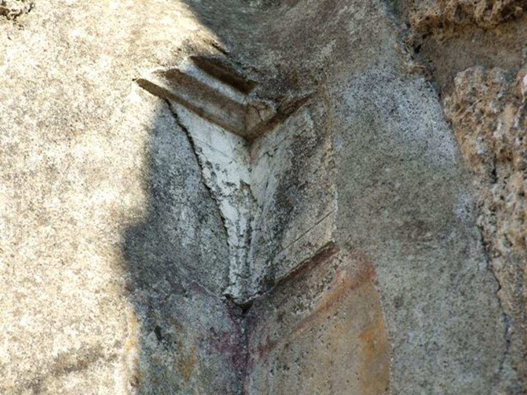 VII.4.31 Pompeii. March 2009. Detail of remains of stucco in south east corner.