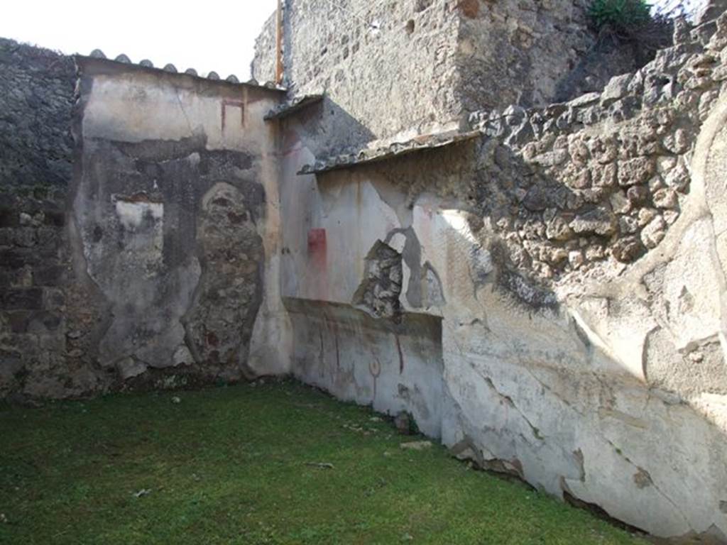 VII.4.31 Pompeii. March 2009. Room 21, north-west corner of triclinium.