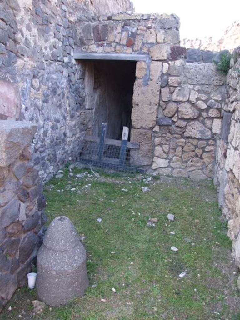 VII.4.31 Pompeii. March 2009. Room 25. North wall and door to Cellar, Room 27.