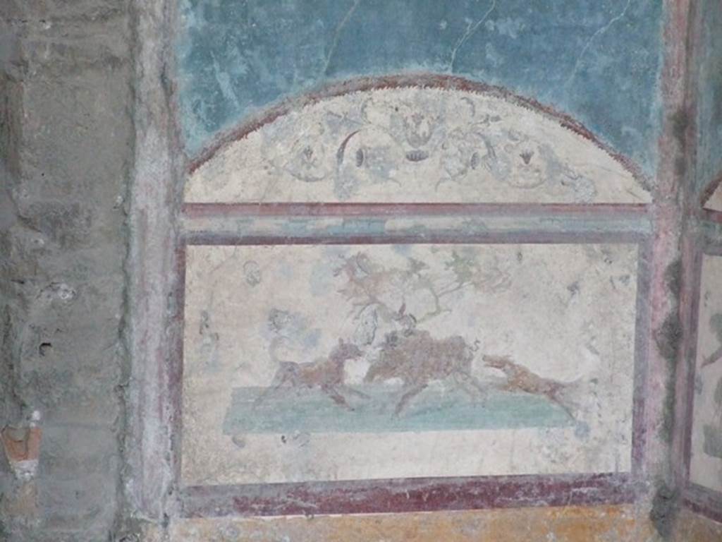 VII.4.48 Pompeii. December 2007. Room 11. Detail from South wall of Tablinum.