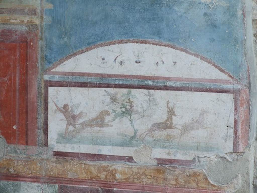 VII.4.48 Pompeii. December 2007. Room 11. Detail from West wall of Tablinum.