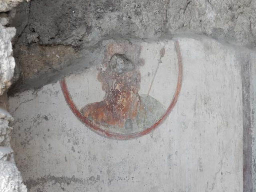 VII.4.48 Pompeii. May 2015. Room 14, medallion painting of Zeus on south wall of cubiculum at east end. Photo courtesy of Buzz Ferebee.