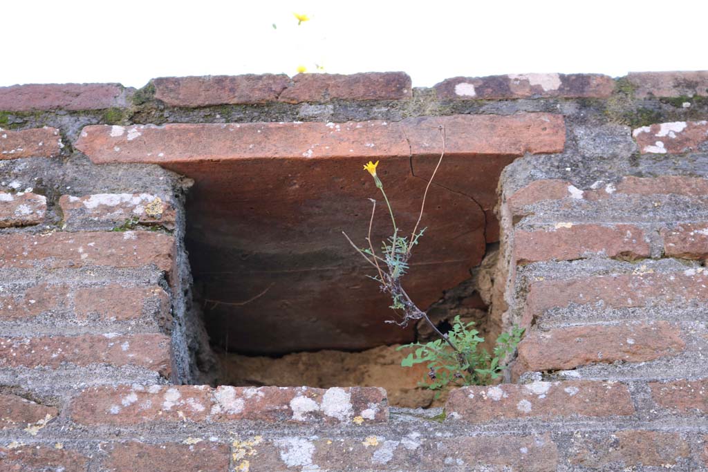 VII.5.6 and VII.5.7, Pompeii. December 2018.
Detail of recess/niche, in pilaster between VII.5.6 and 7. Photo courtesy of Aude Durand.