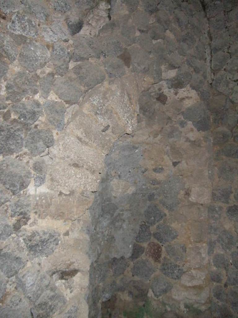 VII.5.29 Pompeii. View through rear door into void under steps of VII.5.1. Niche latrine in east wall. Cleaning of the floor in 2002 confirmed the terracotta latrine entrance is below, built into the cement floor. See Associazione Internazionale Amici di Pompei: Quaderni di Studi Pompeiani, 1/2007. Barattolo, A and Romaldi, F: Insula VII.5 – Una rilettura ragionata dei documenti grafici. (p.143, Fig 25, Fig 26).