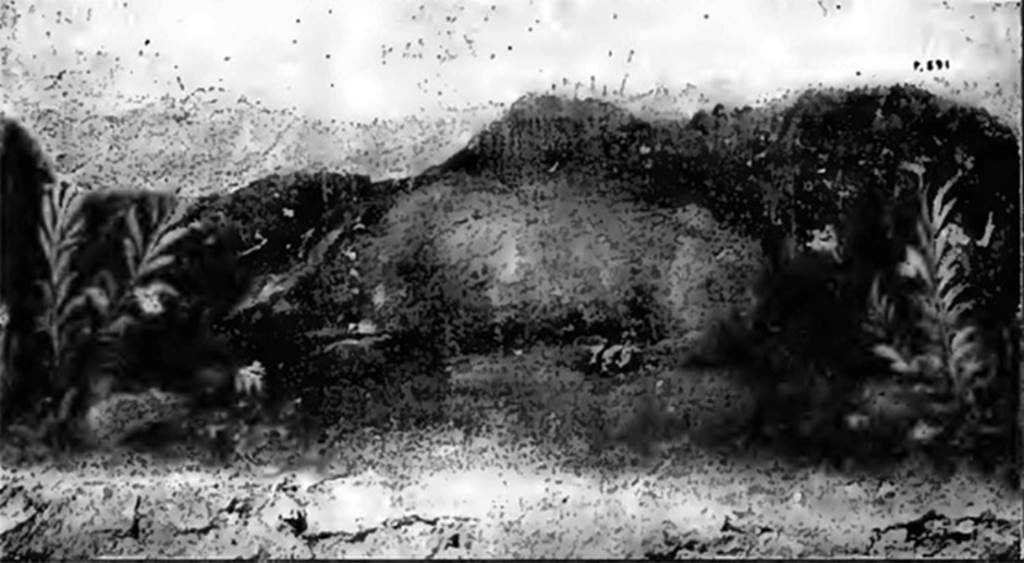 VII.6.11 Pompeii. 1910. Painting from masonry pluteus in room 68 showing a wild boar.
See Notizie degli Scavi di Antichità, 1910, p. 462, fig. 8.
