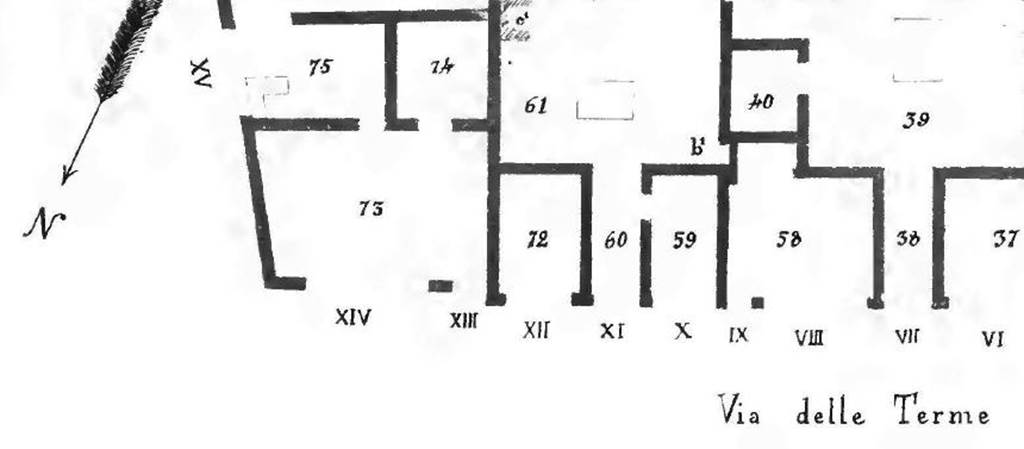 VII.6.13 Pompeii. 1910 plan by Spano. See Notizie degli Scavi di Antichità, 1910, fig. 1, p. 437.