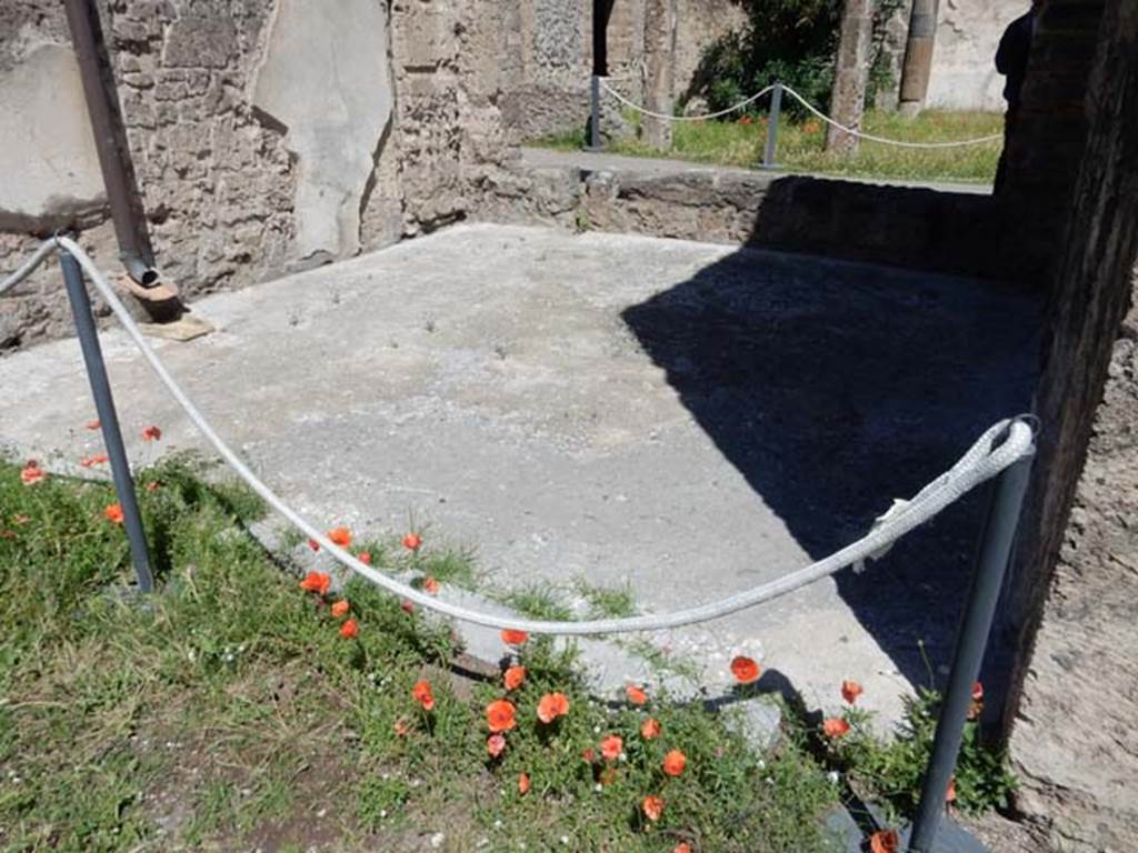 VII.7.2 Pompeii, May 2018.
Looking north-west across tablinum “k” towards portico “m” and peristyle/garden “x”. Photo courtesy of Buzz Ferebee.