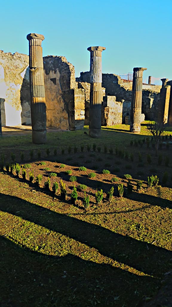 VII.7.2 Pompeii. December 2019.
Looking across peristyle garden towards rooms in north-east corner.
Photo courtesy of Giuseppe Ciaramella.