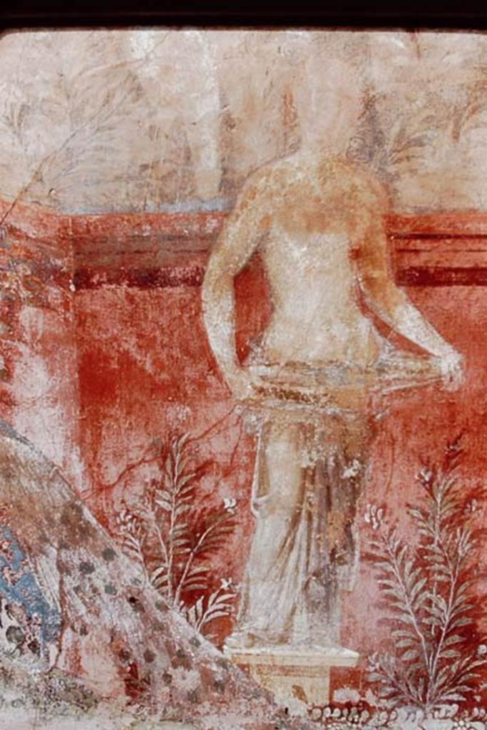 VII.7.13 Pompeii. 1968. Detail from painted decoration on west wall. Photo by Stanley A. Jashemski.
Source: The Wilhelmina and Stanley A. Jashemski archive in the University of Maryland Library, Special Collections (See collection page) and made available under the Creative Commons Attribution-Non Commercial License v.4. See Licence and use details.
J68f0988