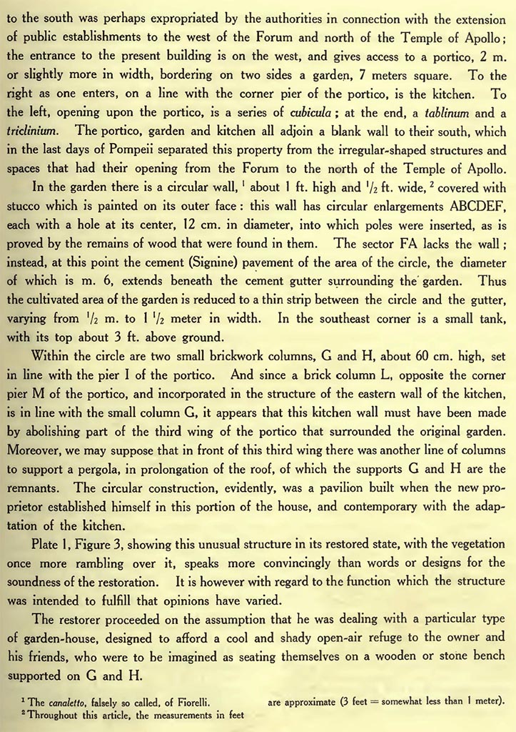 VII.7.16 Pompeii. Description by Van Buren of the house and aviary.
See Van Buren, A. W. 1932. Further Pompeian Studies in Memoirs of American Academy in Rome, vol.10, 1932, p. 11.