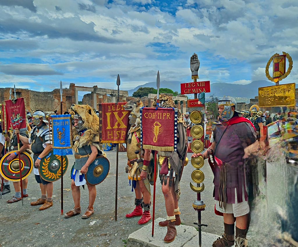 VII.8 Pompeii. 28th September 2024.
Looking south-east across Forum, during “Ludi Pompeiani” event. Photo courtesy of Giuseppe Ciaramella.