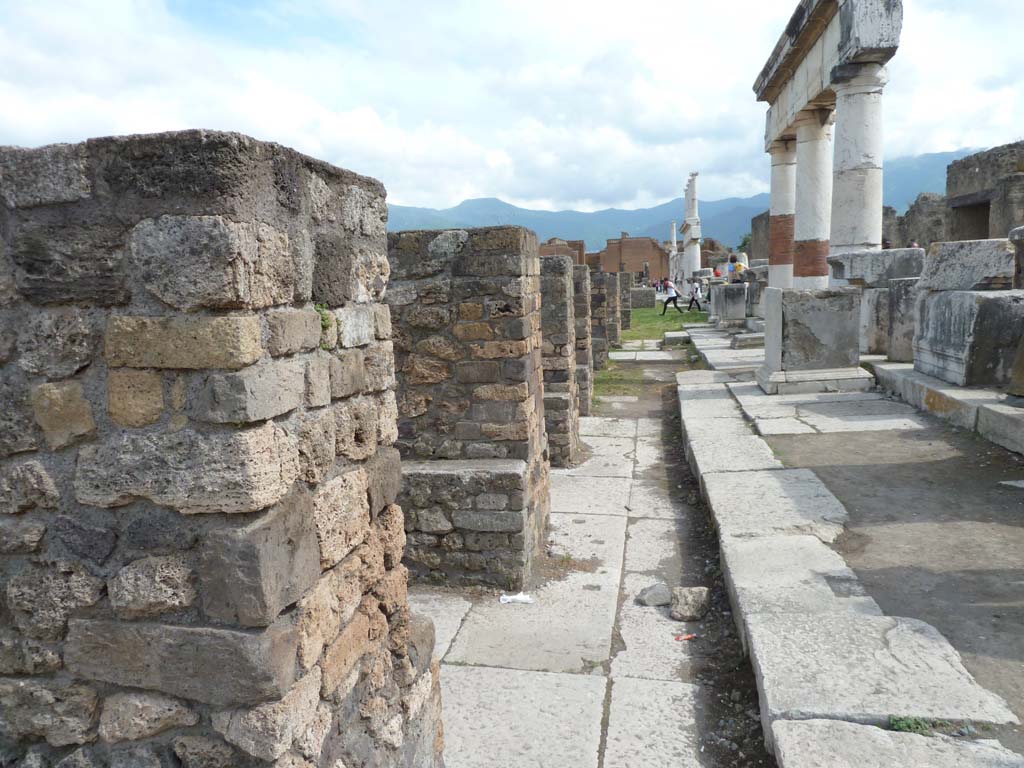 VII.8 Pompeii Forum. May 2010. Looking south along west side.