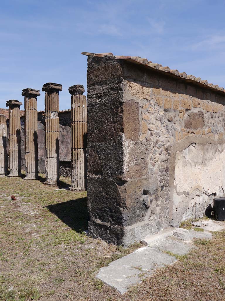 VII.8.01 Pompeii. September 2018.
Looking through doorway from podium towards east wall of cella with columns.
Foto Anne Kleineberg, ERC Grant 681269 DÉCOR.