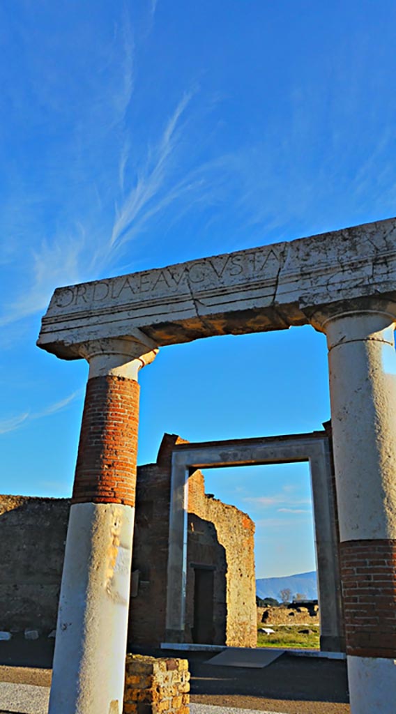 VII.9.1 Pompeii. 2017/2018/2019.
Looking east through portico towards north side of entrance doorway.
Photo courtesy of Giuseppe Ciaramella.