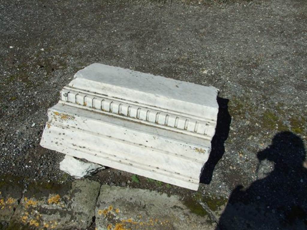VII.9.1 Pompeii. March 2009. Architectural marble on ground.