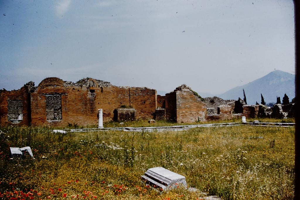 VII.9.1 Pompeii. 1961. Looking east towards rear wall with large central apse 10 with pedestal. Photo by Stanley A. Jashemski.
Source: The Wilhelmina and Stanley A. Jashemski archive in the University of Maryland Library, Special Collections (See collection page) and made available under the Creative Commons Attribution-Non Commercial License v.4. See Licence and use details.
J61f0271