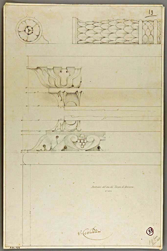 VII.9.2 Pompeii. Drawing by Pasquale Maria Veneri, 1843, of detail from marble altar.
Now in Naples Archaeological Museum. Inventory number ADS 725.
Photo © ICCD. http://www.catalogo.beniculturali.it
Utilizzabili alle condizioni della licenza Attribuzione - Non commerciale - Condividi allo stesso modo 2.5 Italia (CC BY-NC-SA 2.5 IT)