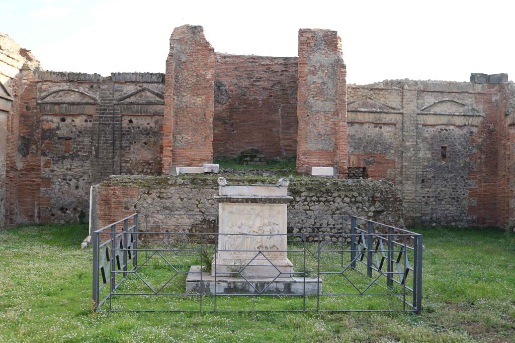 VII.9.2, Pompeii. December 2108. Looking east to altar, cella and podium. Photo courtesy of Aude Durand.