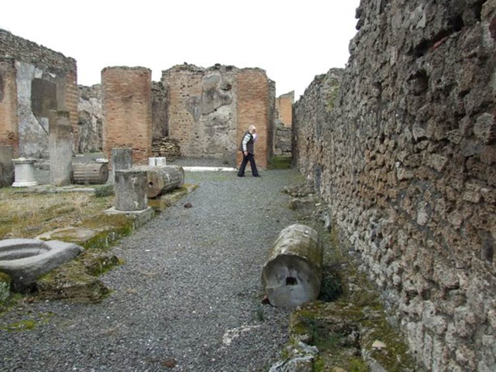 VII.9.47 Pompeii. March 2009. East side of Peristyle, looking north along site of East Portico.