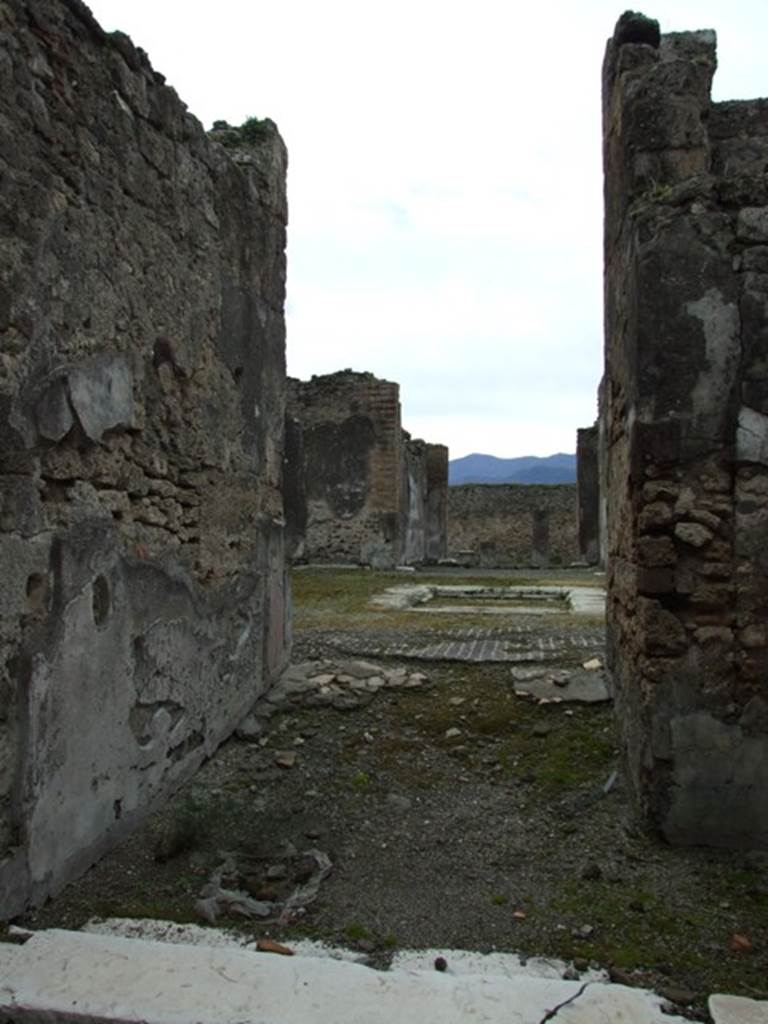 VII.9.47 Pompeii. March 2009. Entrance vestibule and fauces, looking south across Atrium.