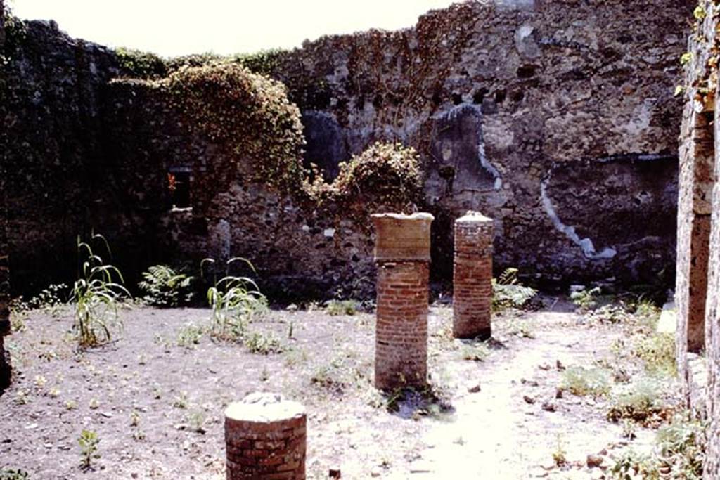 VII.11.10 Pompeii. 1966. Looking west across north portico towards kitchen and storeroom. Photo by Stanley A. Jashemski..
Source: The Wilhelmina and Stanley A. Jashemski archive in the University of Maryland Library, Special Collections (See collection page) and made available under the Creative Commons Attribution-Non Commercial License v.4. See Licence and use details.
J66f0728