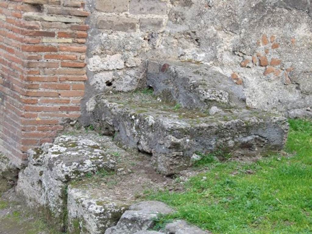 VII.12.4 Pompeii. December 2007. Base of staircase on east wall.