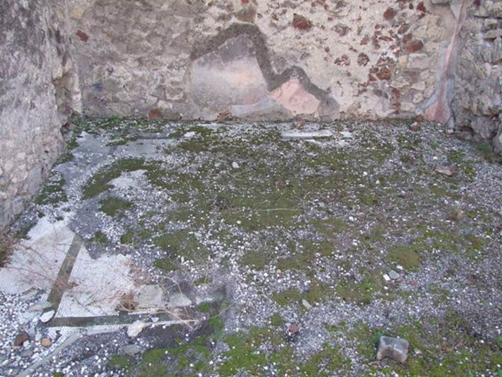 VII.15.2 Pompeii. December 2007. Solid white floor mosaic with black border in Ala on West side of Atrium.