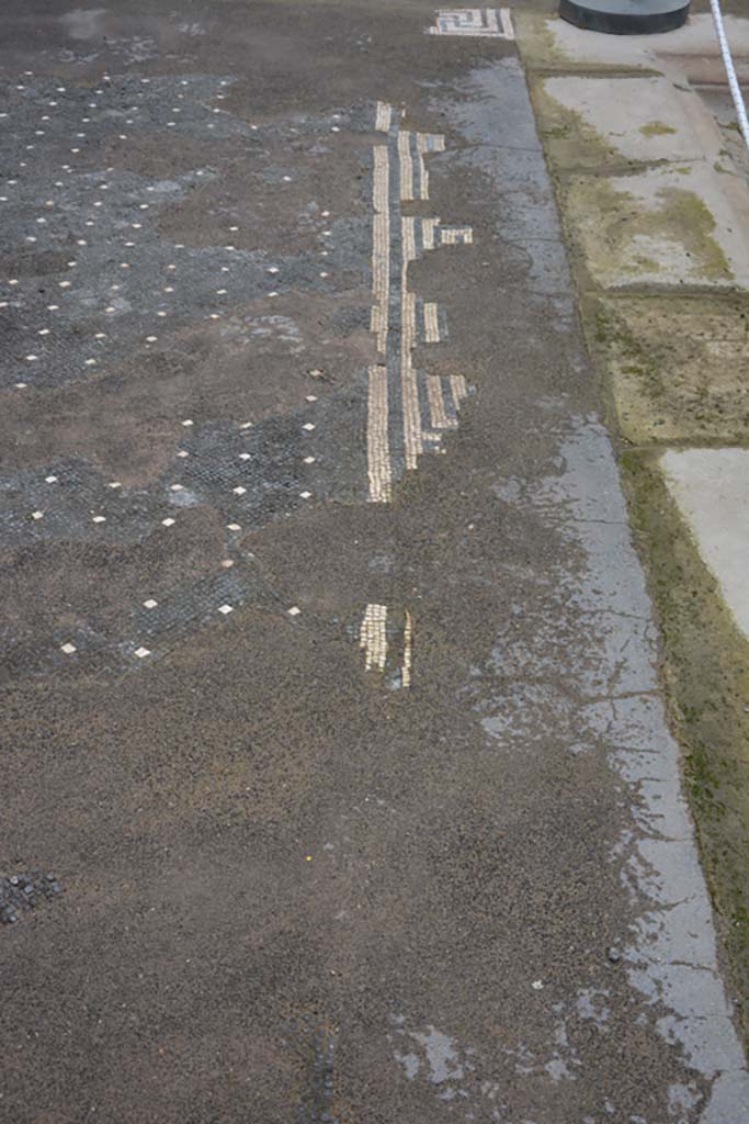 VII.15.2 Pompeii. November 2017.
Looking north along mosaic decoration on west side of impluvium.
Foto Annette Haug, ERC Grant 681269 DÉCOR.