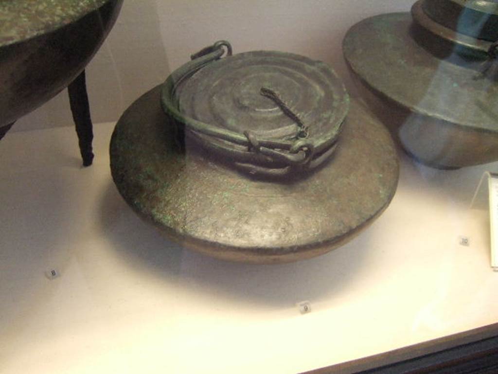 Caldaia (covered kettle) found in VII.15.3. May 2006. Now in Naples Archaeological Museum. Inventory number 118172.