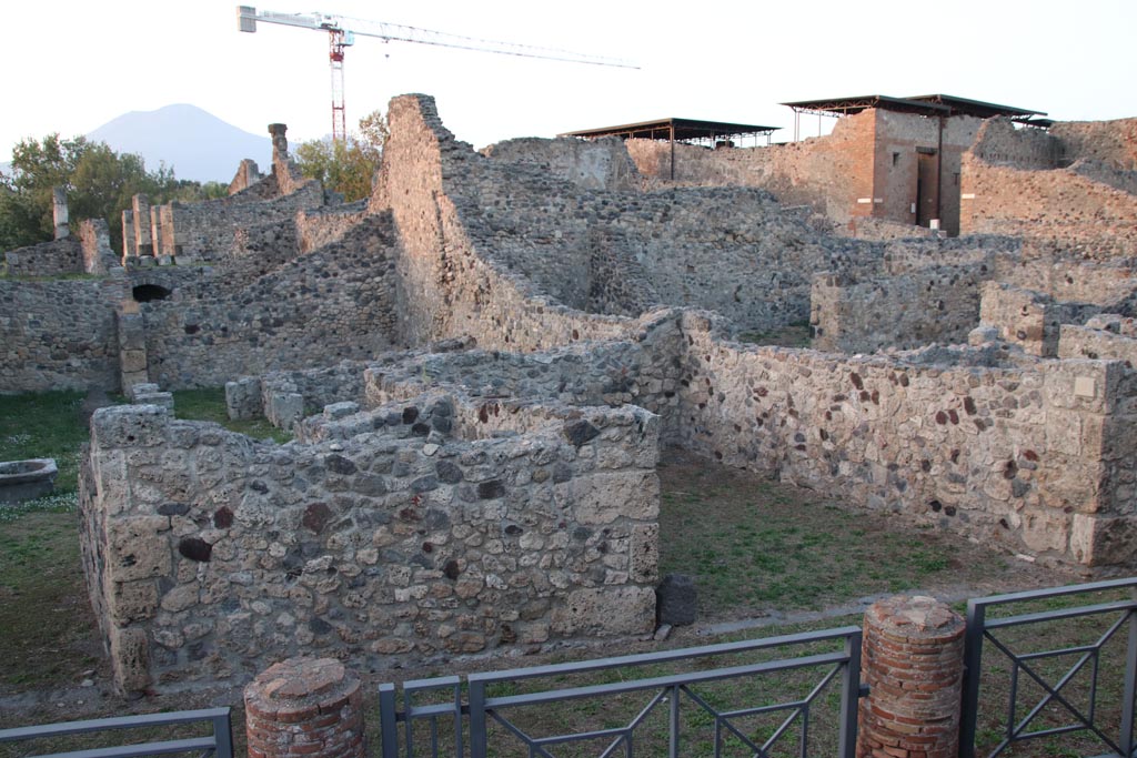 VII.16.1 Pompeii, on left. October 2023. Looking north from Temple of Venus, with shop at VII.16.2, on right. Photo courtesy of Klaus Heese.