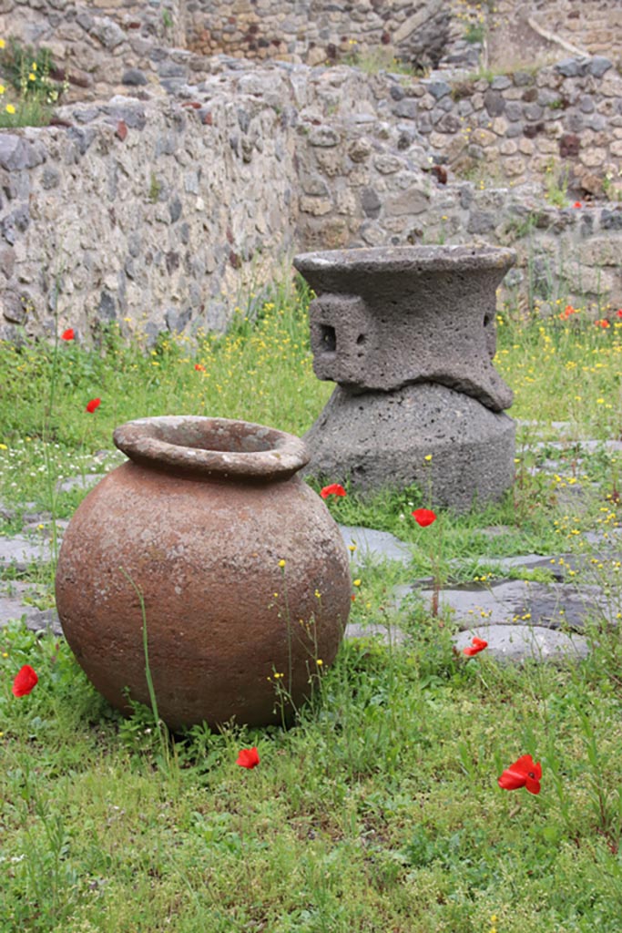 VII.16.6 Pompeii. May 2024.
Looking north towards terracotta dolium and mill. Photo courtesy of Klaus Heese.