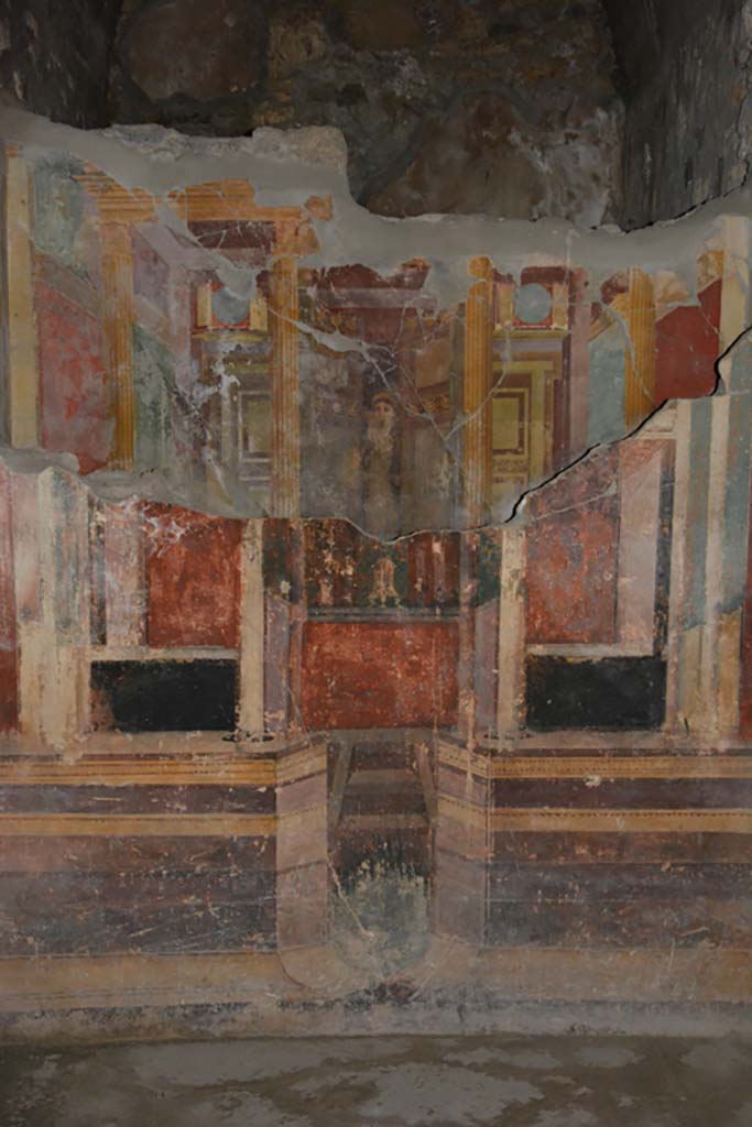 VII.16.22 Pompeii. October 2018. Looking towards east wall of cubiculum, concealing a hidden wall.
Foto Annette Haug, ERC Grant 681269 DÉCOR.