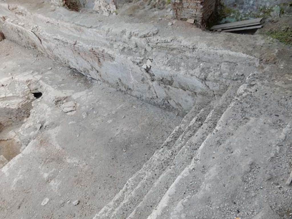 VII.16.a Pompeii. May 2015. Room 2, south-east corner of pool with steps. Photo courtesy of Buzz Ferebee.
