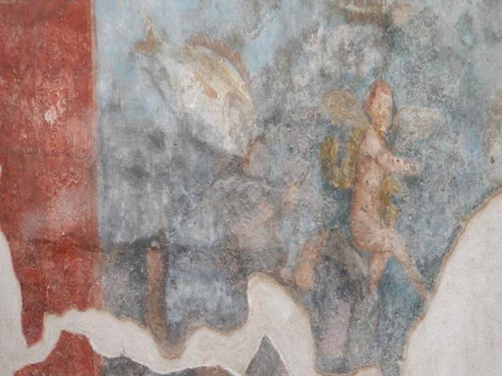 VII.16.a Pompeii. May 2015. Room 9, detail from lower east wall. Photo courtesy of Buzz Ferebee.
