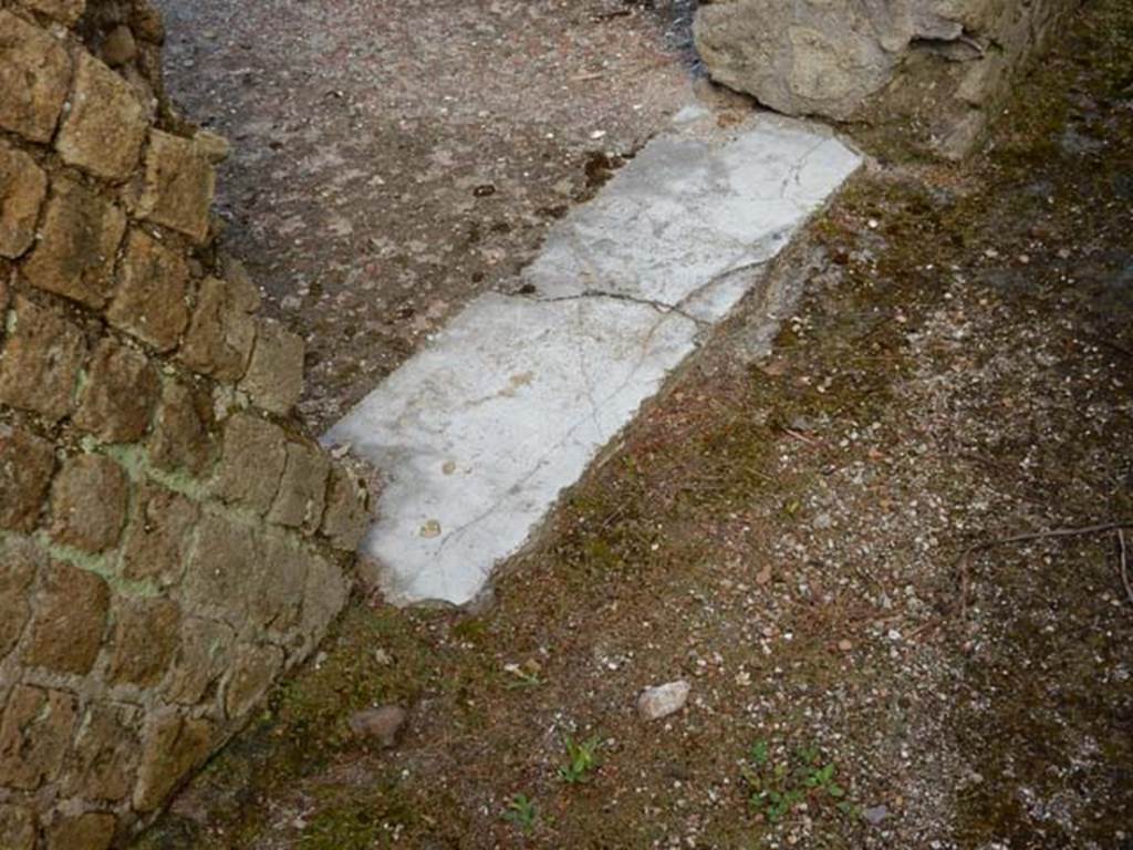 VII.16.a Pompeii. May 2015. Detail of threshold into the room at the north end of courtyard C, from area on west of room 2. Photo courtesy of Buzz Ferebee.